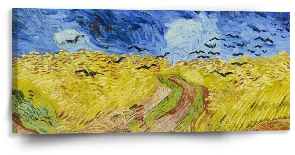 Sablio Obraz Pšeničné pole s vranami - Vincent van Gogh - 110x50 cm