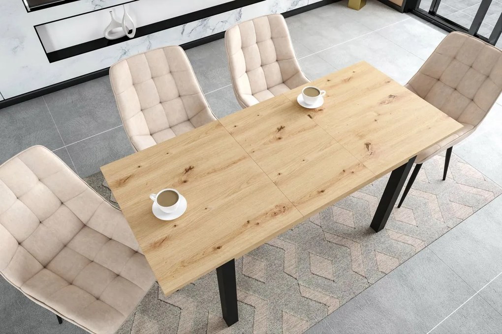 Vintino Jedálenský stôl ZENOX 120-160cm × 70 cm – dub artisan / čierna