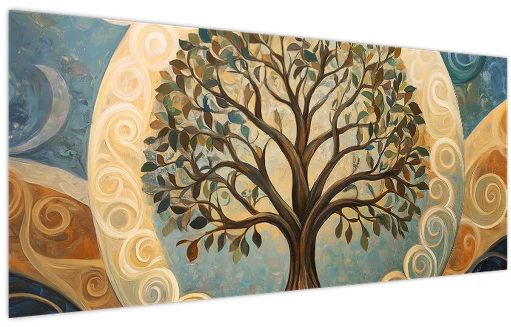 Obraz – Strom života a špirály (120x50 cm)