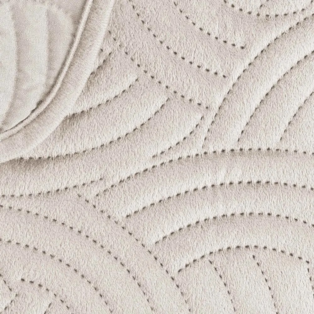 Krémová zamatová súprava prikrývky a obliečky na vankúš 240x260 cm Solange – douceur d'intérieur