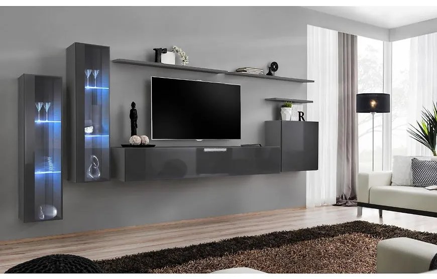 Obývacia stena Switch Sklo +LED XI Grafit