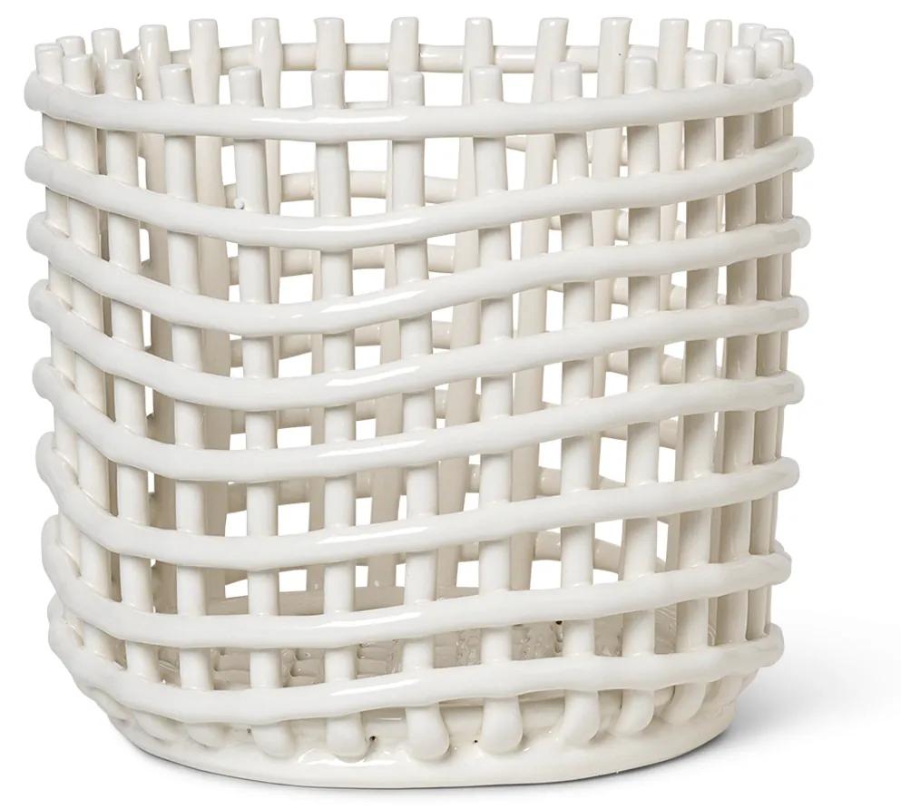 Keramický košík Ceramic Basket, veľký – biely