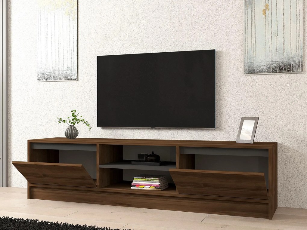 TV stolík/skrinka Omar (orech + antracit). Akcia -17%. Vlastná spoľahlivá doprava až k Vám domov. 1089276