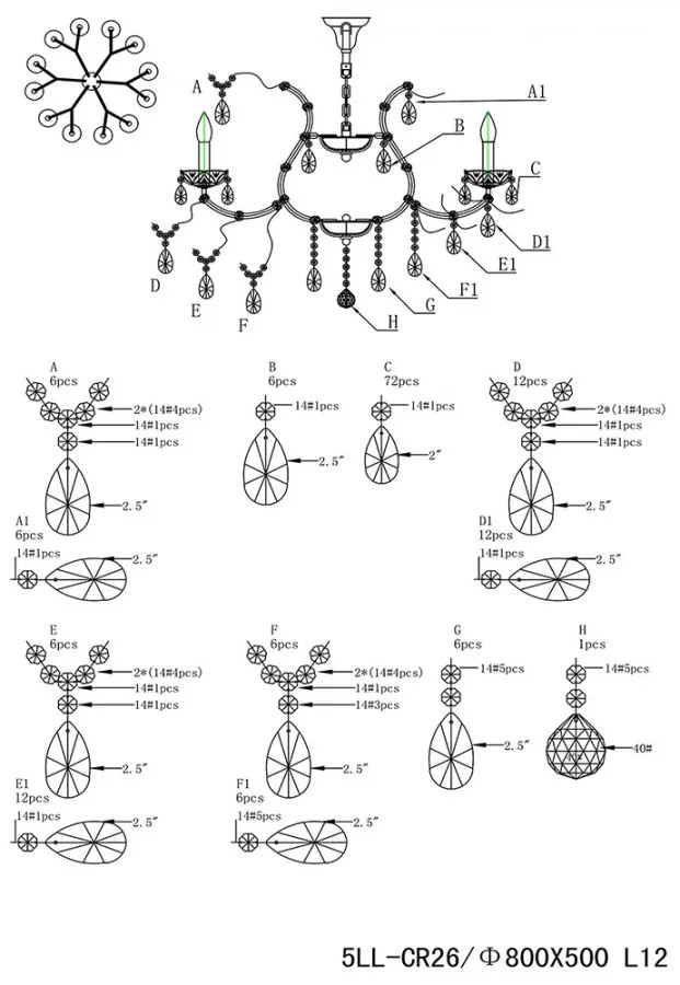 Krištáľ luster do obývačky Ø75*57