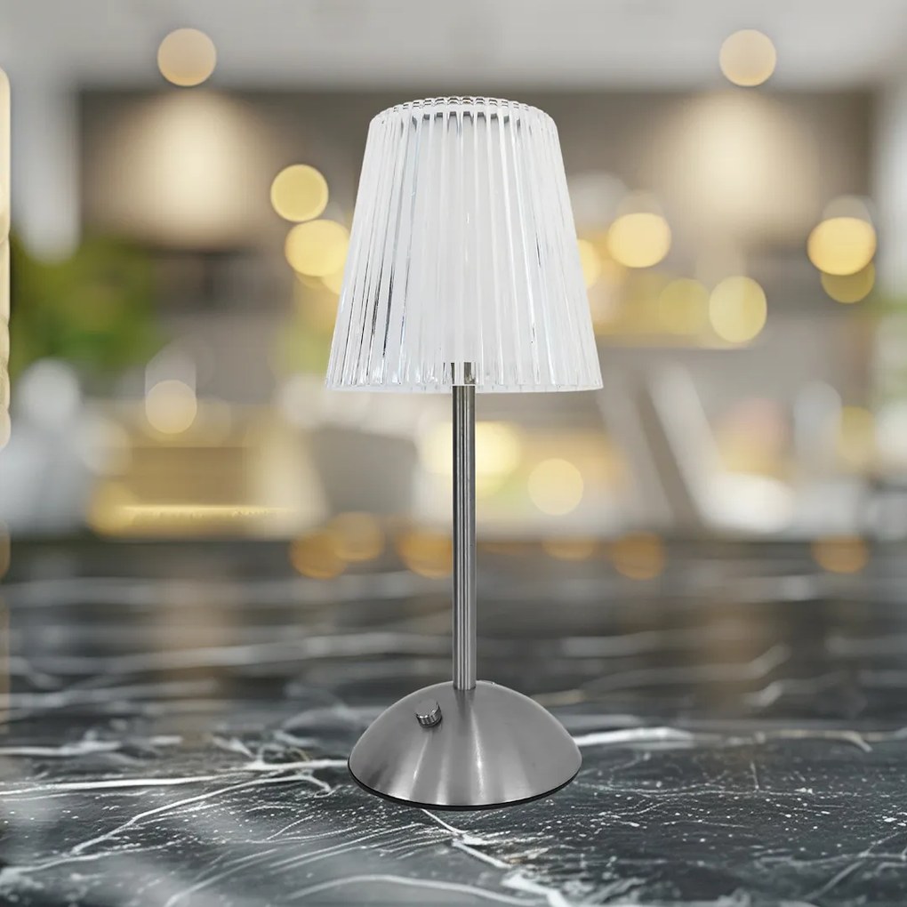 Stolná lampa Tacoma, 1x transparentné PVC tienidlo, ch