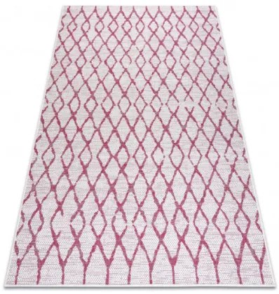 Koberec šnúrkový SIZAL SION Kratka 22129 ploské tkanie biely / fuksia