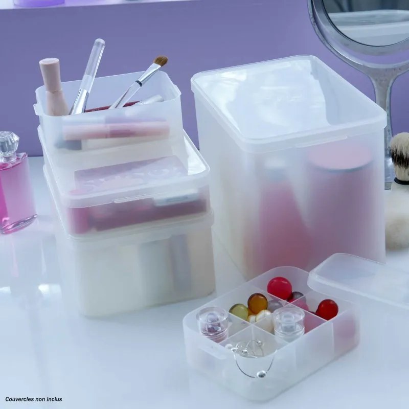 Plastový úložný organizér Pure Box A5 vysoký, mliečny