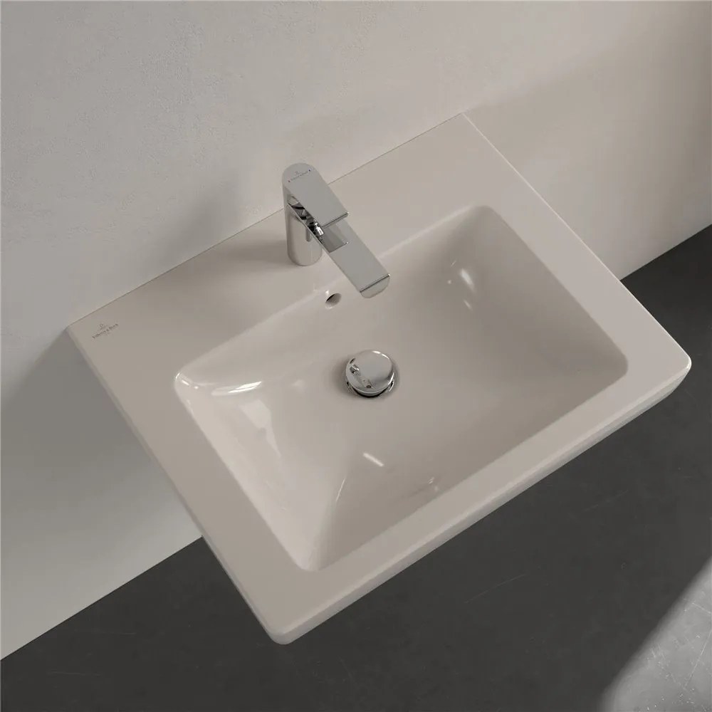 VILLEROY &amp; BOCH Subway 2.0 závesné umývadlo s otvorom, s prepadom, 600 x 470 mm, Pergamon, s povrchom CeramicPlus, 711360R3