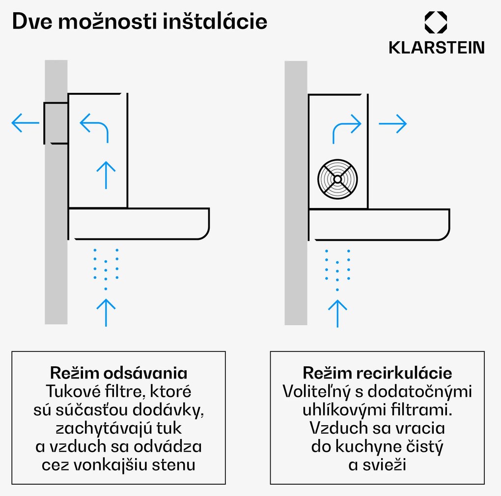 Klarstein Vinea, digestor, 60 cm, vstavaný, 560 m³/h, plochá konštrukcia, čierny