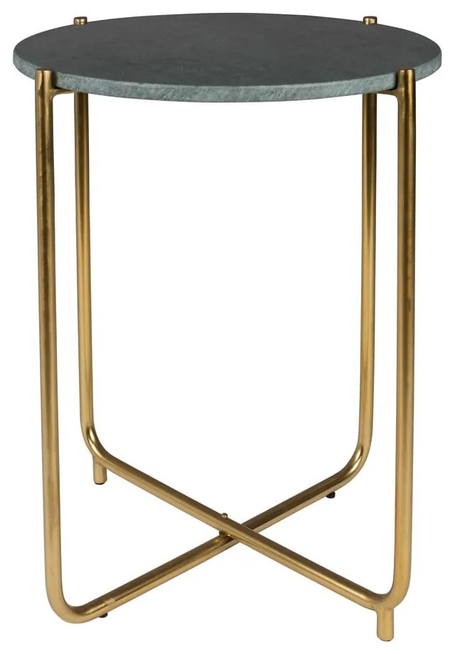 Zelený odkladací stolík s mramorovou doskou White Label Timpa