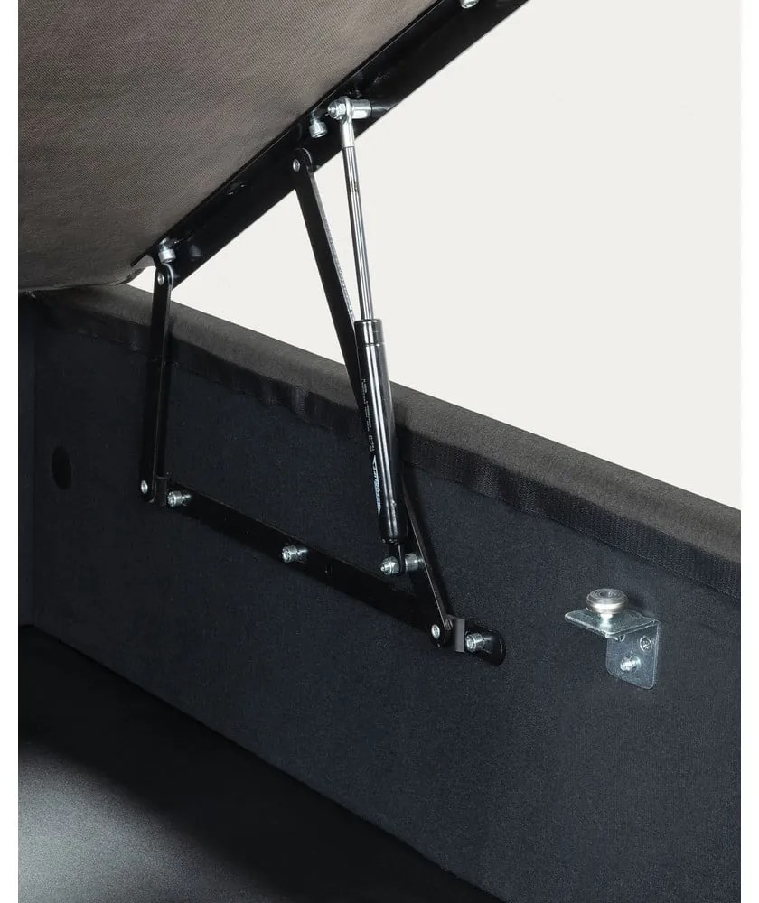 Čierna čalúnená dvojlôžková posteľ s úložným priestorom 160x200 cm Matters – Kave Home