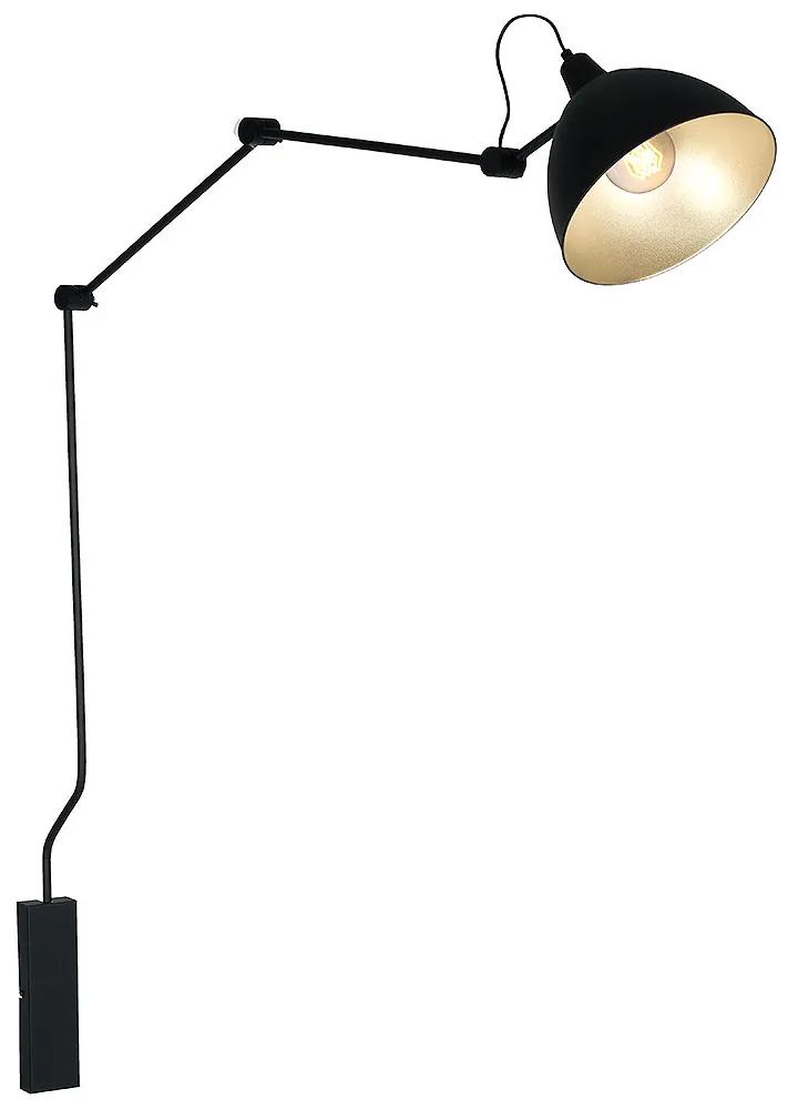 BIBI | čierna industriálna nástenná lampa Rozmer: 100x150x17, Farba: Čierna  | BIANO