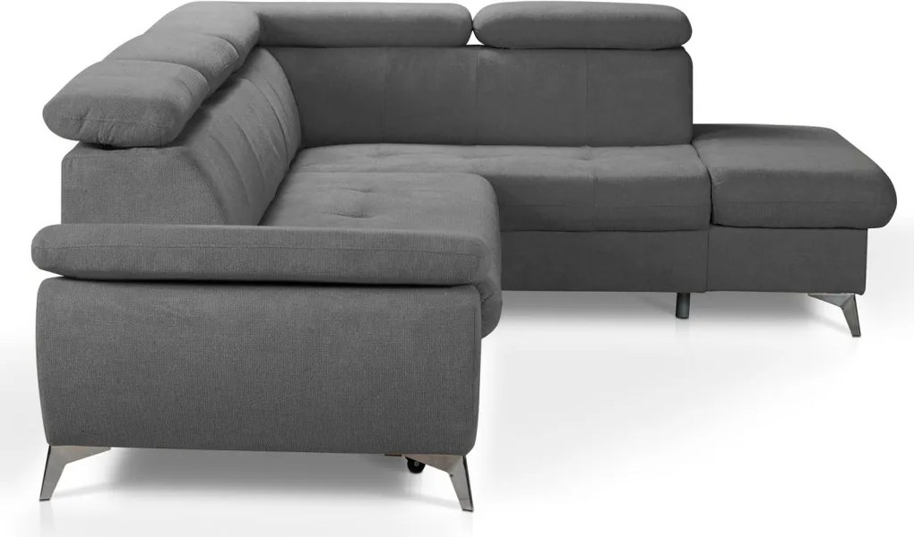 Rohová sedacia súprava Gisele, stredne šedá látka, pravý roh
