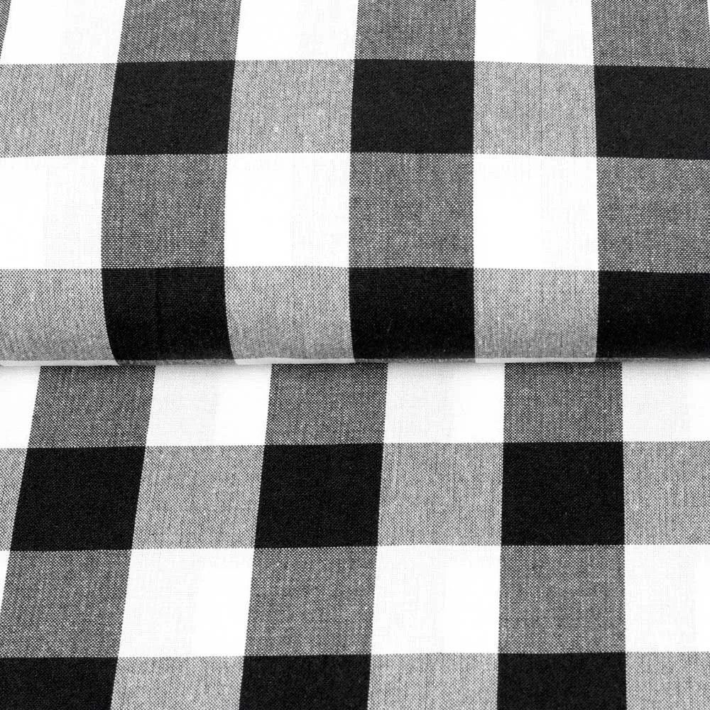 Bavlnená látka Olivia OL-004 Čierno-biela kocka veľká - šírka 150 cm