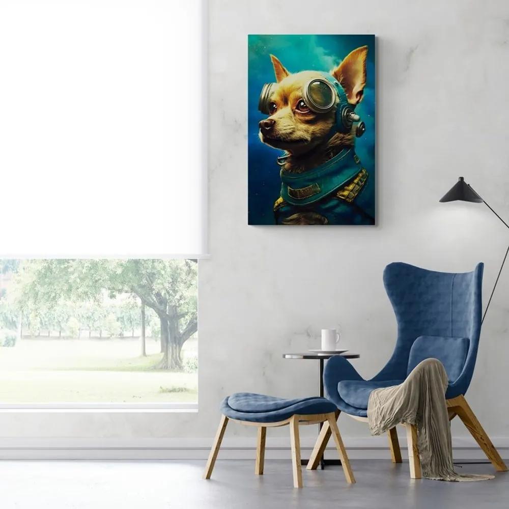 Obraz modro-zlatý pes - 80x120