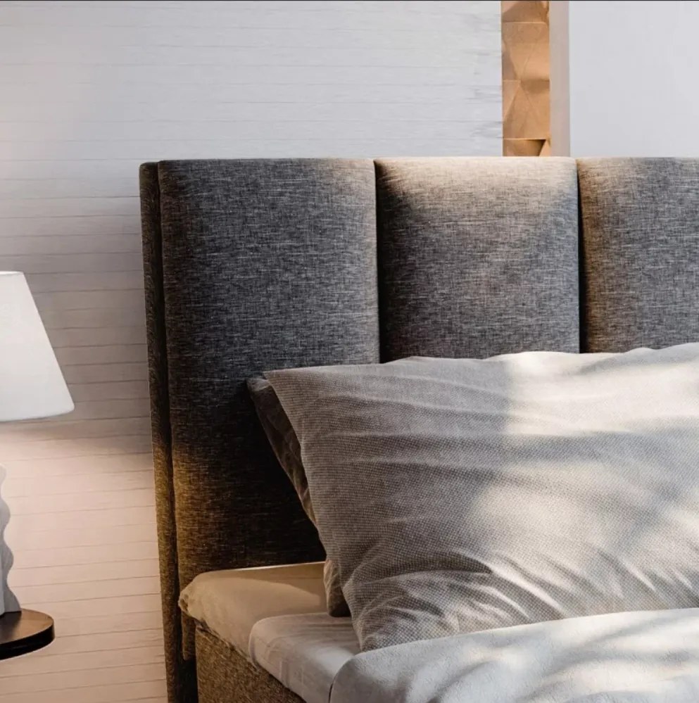 AKCE Čalúnená posteľ boxspring MERALIS 80x200 cm sivá II. akosť Matrac: Matrac Bonell pružinový