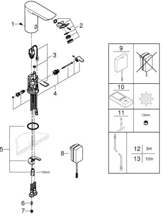 GROHE 36453000 - Infračervená elektronická umývadlová batéria BAU COSMOPOLITAN E 123 mm chróm