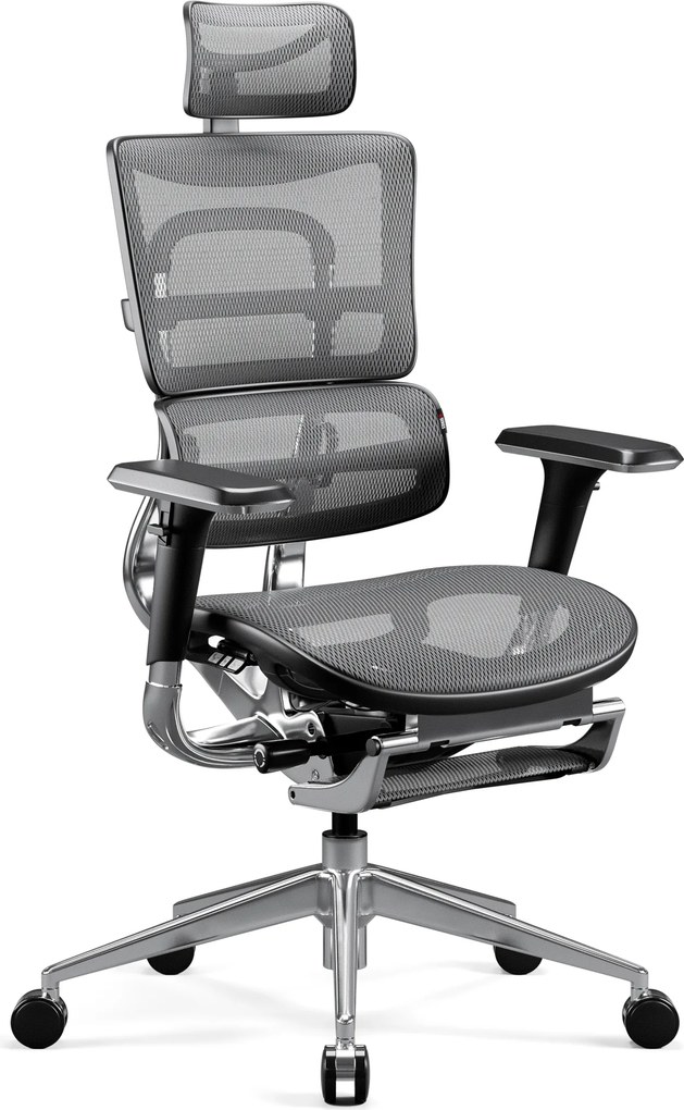 Ergonomická kancelárska stolička s podnožkou Normal Size, čierny-sivý: Diablo V-Master