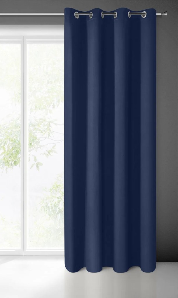 ZATEMŇOVACÍ ZÁVES NA KRÚŽKOCH LOGAN 135X250 CM TMAVOMODRÁ
