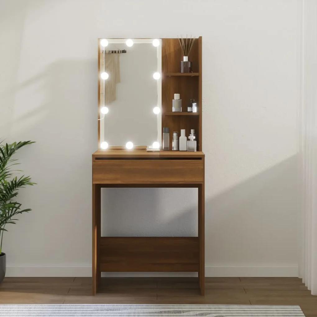 Toaletný stolík s LED hnedý dub 60x40x140 cm