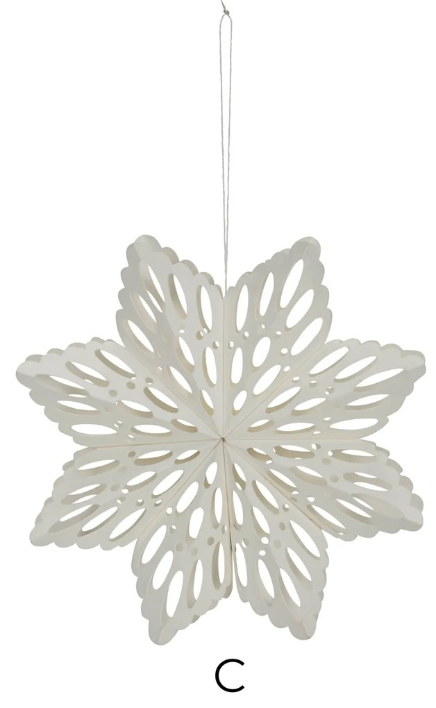 House Doctor Papierová vianočná ozdoba Snowflake White 15 cm – set 4 ks