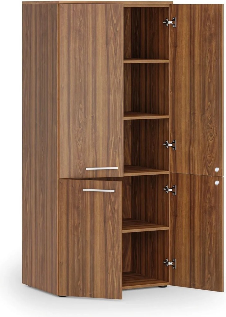Kancelárska policová skriňa PRIMO WOOD, polené dvere, 800 x 500 x 1781 mm, orech