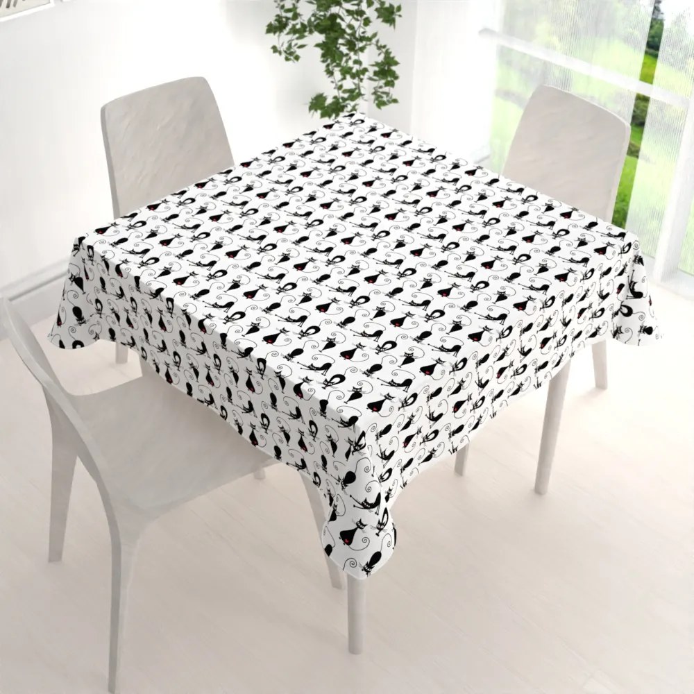 Biante Detský bavlnený štvorcový obrus Sandra SA-019 Čierne mačky 70x70 cm
