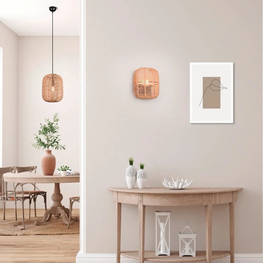 Svetlohnedé závesné svietidlo s textilným tienidlom ø 25 cm Runa – Trio