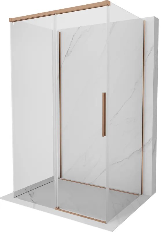 Mexen Rox-3S, 3-stenný sprchový kút 95 x 70 cm, 8mm číre sklo, medený profil, 8C2-095-070-65-00-3S