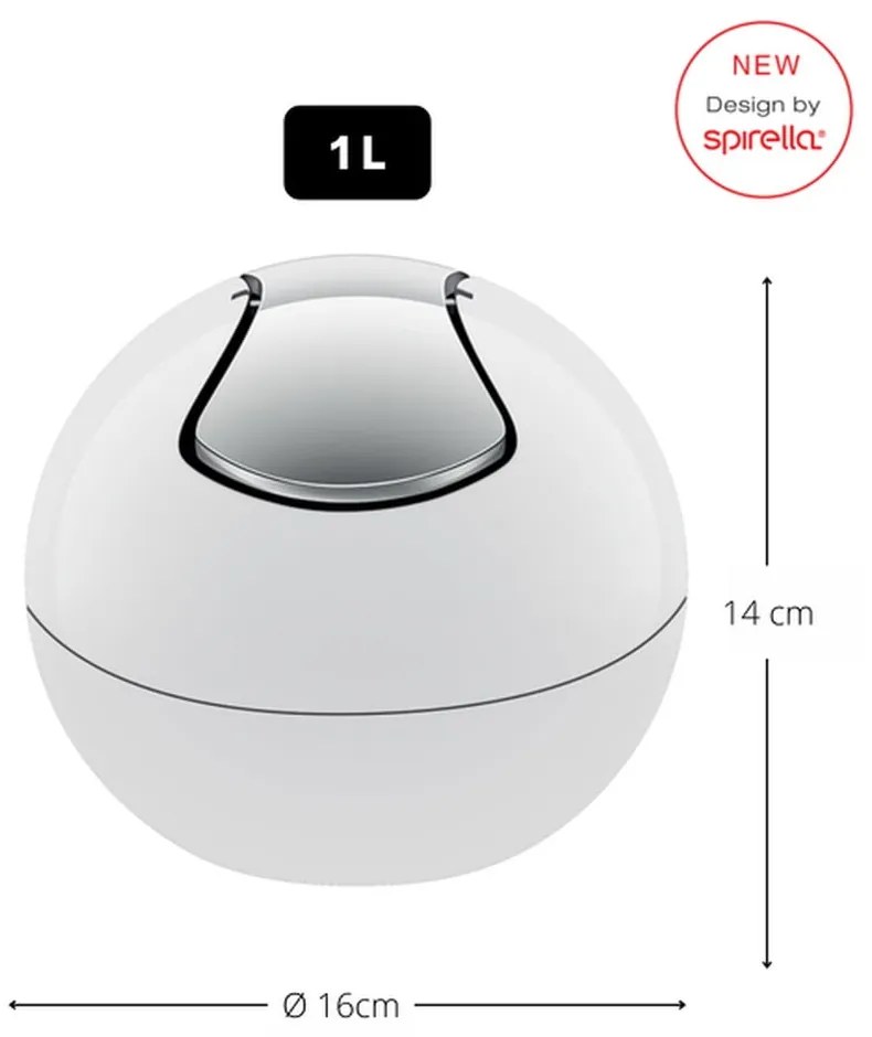 Biely plastový odpadkový kôš 1 l Bowl – Spirella
