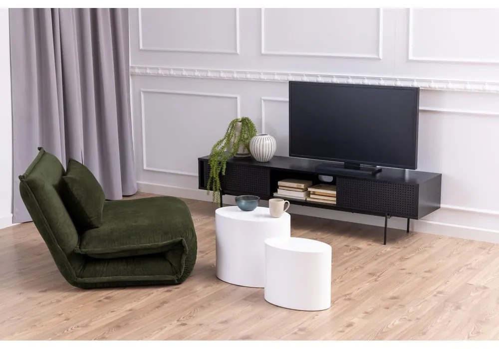 Čierny TV stolík v dekore jaseňa 180x44,5 cm Angus – Actona