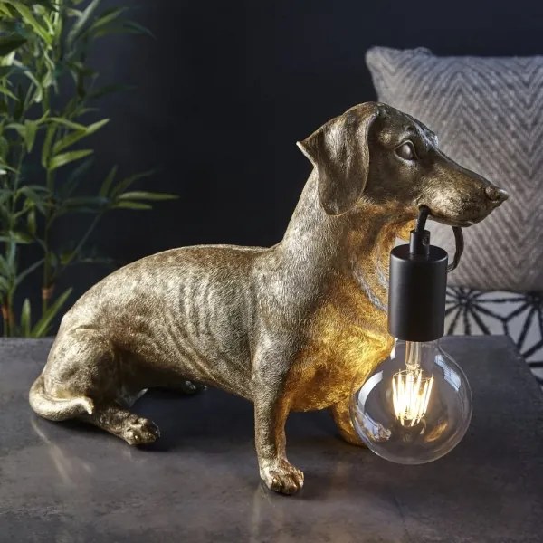 Endon 101187 - Stolná lampa DACHSHUND 1xE27/10W/230V zlatá