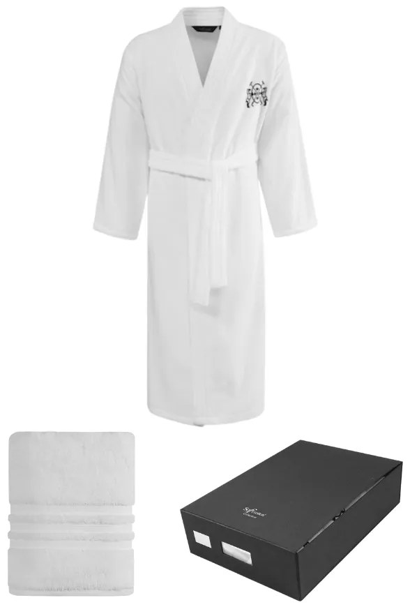 Soft Cotton Luxusný pánsky župan SMART s uterákom 50x100 cm v darčekovom balení Biela L + uterák 50x100cm + box