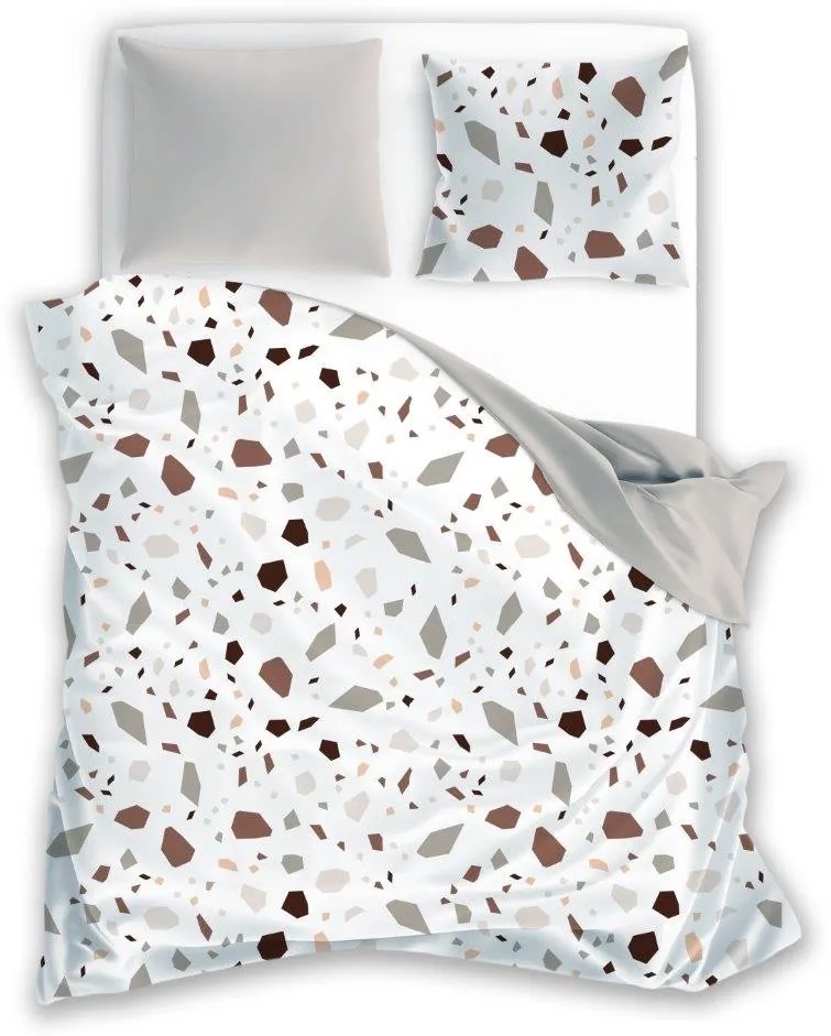 Bavlněné povlečení BOHO 001 220x200 cm + 2x 70x80 cm terazzo/béžové