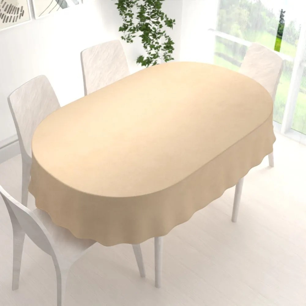 Biante Zamatový oválny obrus Velvet Prémium SVP-006 Pieskovo béžový 140x220 cm