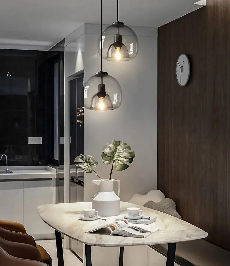 Toolight - závesné sklenené svietidlo s dymového skla E27 60W APP1027-1CP, čierna, OSW-01154