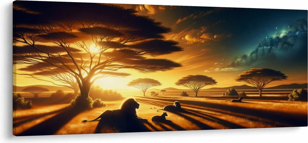 Obraz - Oddychujúce levy (120x50 cm)