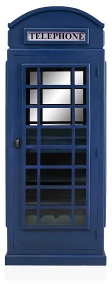 furniture-nabytek.cz - Masívna vinotéka v tvare telefónnej búdky, lakovaná, modrá – Mango 78×44×200 cm