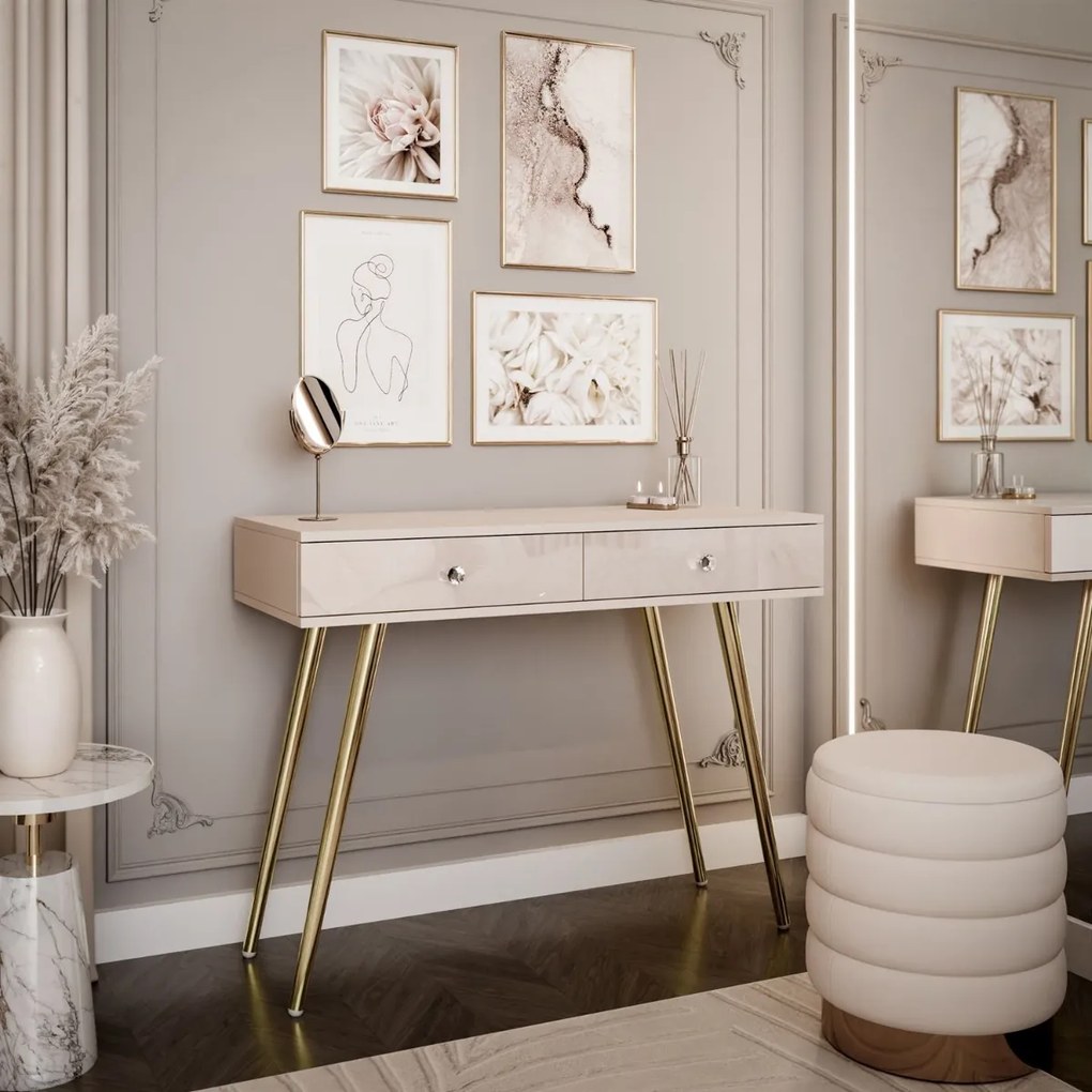 KONZOLA KATHLEEN KAŠMÍR LESKLÝ NA ZLATÝCH NOŽIČKÁCH