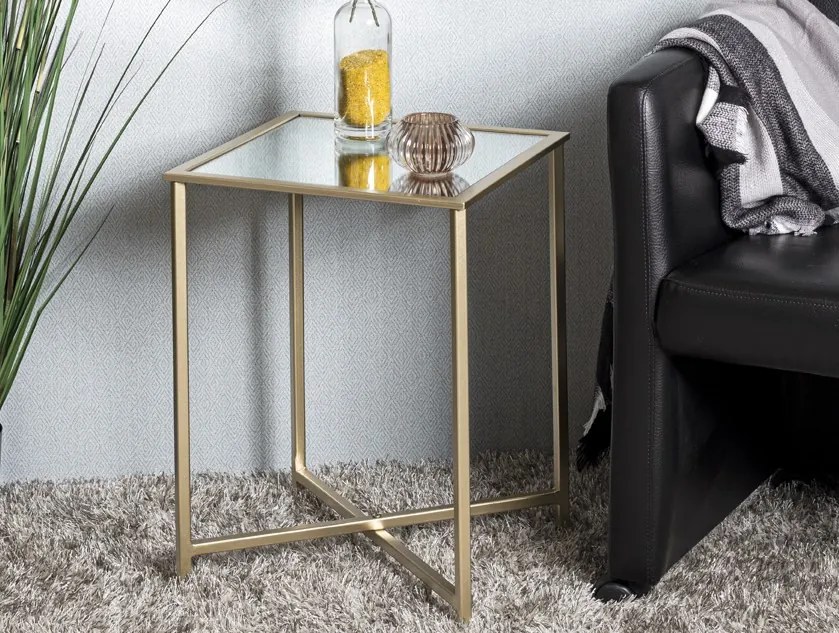 Štvorcový odkladací stolík Lagos 39x39 cm, zlatý