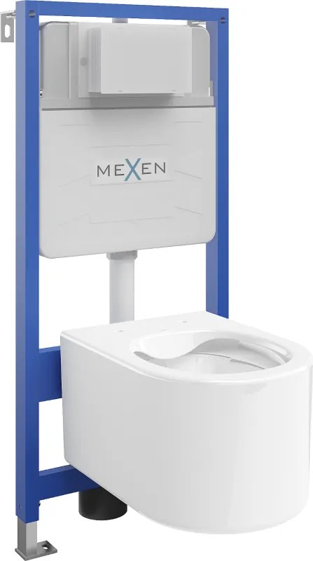 Mexen Sofia podomietková WC sada rám Fenix Slim s WC miskou, biely lesk - 6103354XX00