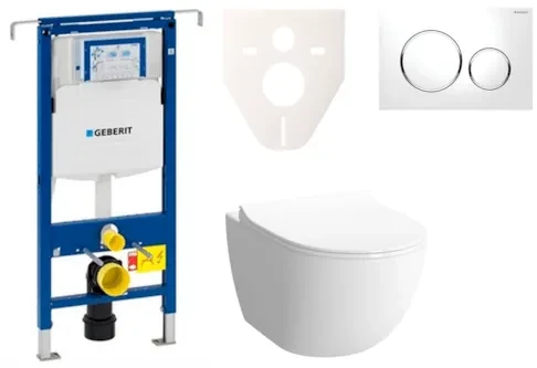 Cenovo zvýhodnený závesný WC set Geberit do ľahkých stien / predstenová montáž + WC VitrA VitrA Shift SIKOGES4N4