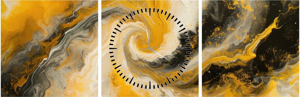Obraz - Špirálna abstrakcia (s hodinami) (90x30 cm)
