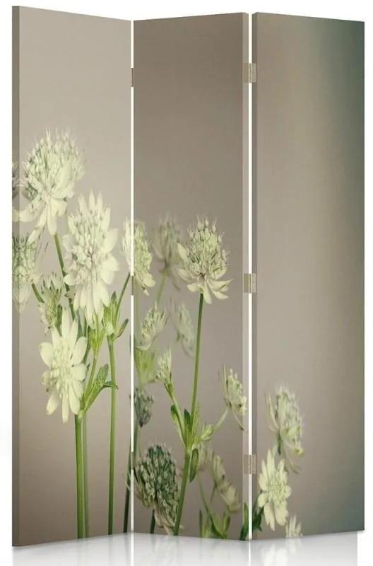 Ozdobný paraván Polní květiny rostliny - 110x170 cm, trojdielny, klasický paraván