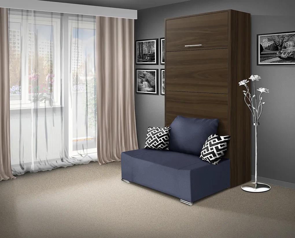 Nabytekmorava Sklápacia posteľ s pohovkou VS 21058P 200x90 farba pohovky: Hnedá, Typ farebného prevedenia: Buk / dvere biele
