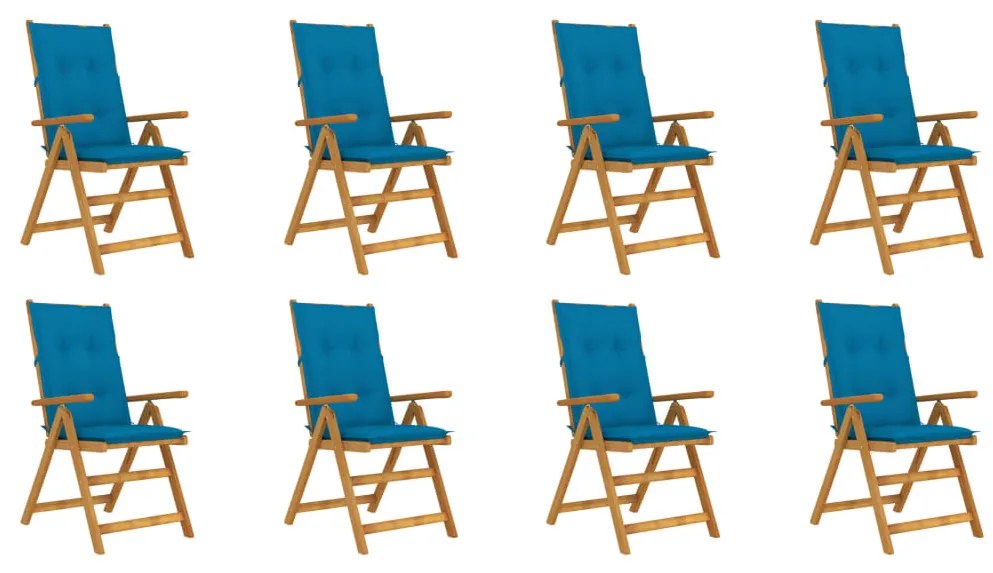 Skladacie záhradné stoličky s podložkami 8 ks akáciový masív 3075073