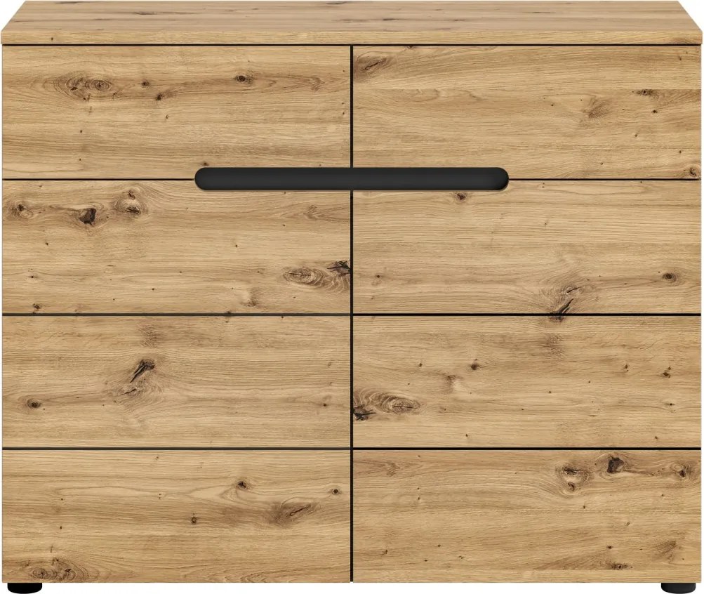 Komoda so zásuvkami Cano, 100 cm, šedá/dub artisan