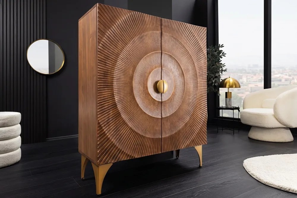 Dizajnová vysoká komoda Venetia 120 cm hnedé mango