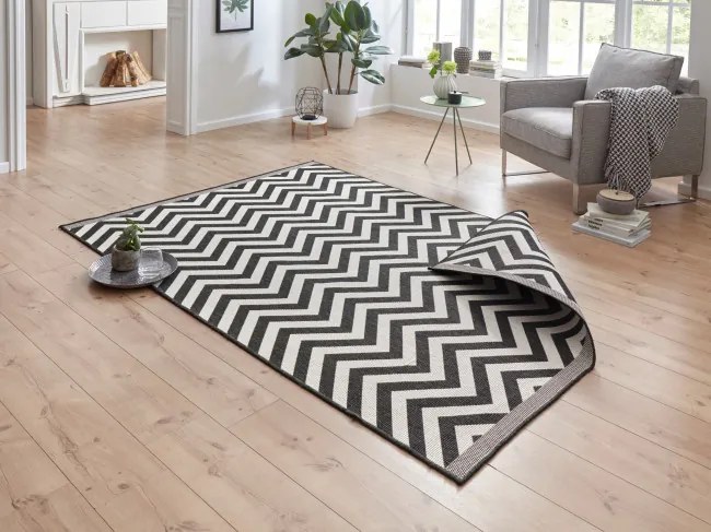 Obojstranný koberec Hanse Home Twin Supreme Palma čierny / krémový