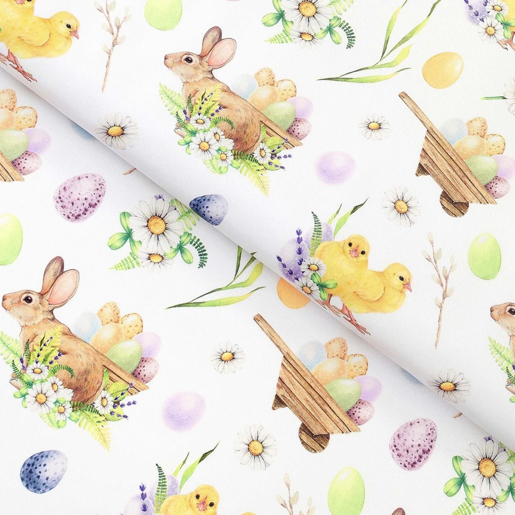 Goldea veľkonočná teflónová látka na obrusy - symboly veľkej noci 160 cm